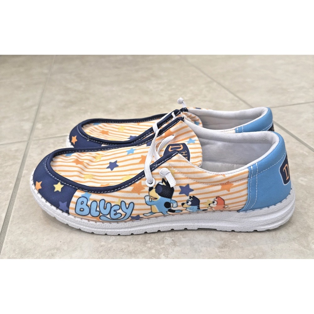 Bluey Hey DUDE Shoes Sz EU 43 / US 11 Comfort Lightweight Colorful Fun Cartoon - Picture 4 of 8